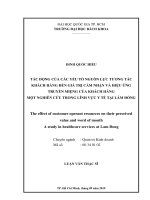 Tác động của các yếu tố nguồn lực tương tác khách hàng đến giá trị cảm nhận và hiệu ứng truyền miệng của khách hàng  một nghiên cứu trong lĩnh vực y tế tại lâm đồng  