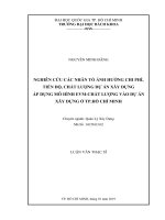 Nghiên cứu các nhân tố ảnh hưởng chi phí, tiến độ, chất lượng dự án xây dựng  áp dụng mô hình evm   chất lượng vào dự án xây dựng ở tp  hồ chí minh  