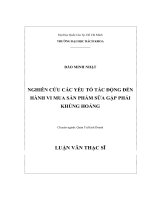 NGHIÊN CỨU CÁC YẾU TỐ TÁC ĐỘNG ĐẾN HÀNH VI MUA SẢN PHẨM SỮA GẶP PHẢI KHỦNG HOẢNG