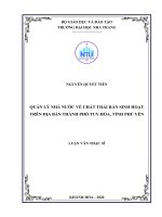 Quản lý nhà nước về chất thải rắn sinh hoạt trên địa bàn thành phố tuy hòa, tỉnh phú yên  