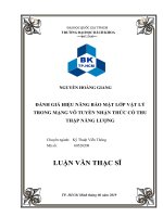 Đánh giá hiệu năng bảo mật lớp vật lý trong mạng vô tuyến nhận thức có thu thập năng lượng  