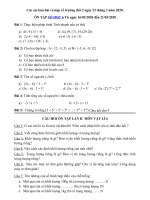 CÂU HỎI VÀ BÀI TẬP ÔN TẬP LẦN 2 KHỐI 6