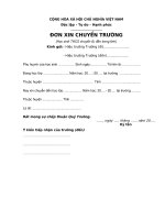 Mẫu đơn xin chuyển trường THCS cùng tỉnh