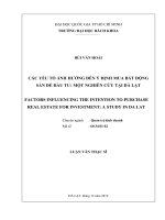 Các yếu tố ảnh hưởng đến ý định mua bất động sản để đầu tư một nghiên cứu tại đà lạt  