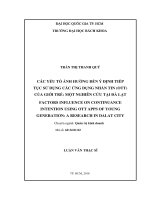 Các yếu tố ảnh hưởng đến ý định tiếp tục sử dụng các ứng dụng nhắn tin (ott) của giới trẻ một nghiên cứu tại đà lạt  