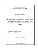 Vai trò của sự tin tưởng, chất lượng thông tin và hỗ trợ xã hội đối với sự chấp nhận thông tin của khách hàng trong thương mại xã hội  