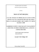 Các yếu tố rào cản trong quản lý chất lượng chuỗi cung ứng ảnh hưởng đến kết quả hoạt động của doanh nghiệp một nghiên cứu trong ngành cà phê  