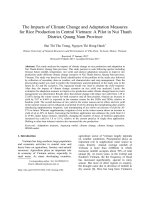 The Impacts of Climate Change and Adaptation Measures  for Rice Production in Central Vietnam - A Pilot in Nui Thanh District, Quang Nam Province