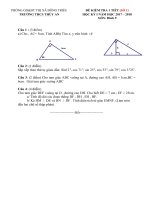 Đề KT 1 tiết môn Toán hình 9 kỳ 1 2017- 2018 - THCS Thủy An.docx