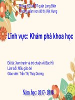 Lĩnh vực: Khám phá khoa họcĐề tài: Xem tranh và trò chuện về Bác HồLứa tuổi: Mẫu giáo béGiáo viên: Trần Thị Thùy Dương