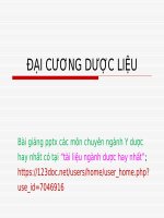 ĐẠI CƯƠNG dược LIỆU ppt _ DƯỢC LIỆU