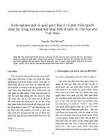 Kinh nghiệm một số quốc gia Châu Á về phát triển nguồn nhân lực trong tiến trình hội nhập kinh tế quốc tế - bài học cho Việt Nam