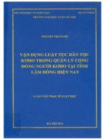 Vận dụng luật tục dân tộc kơho trong quản lý cộng đồng người kơho tại tỉnh lâm đồng hiện nay  