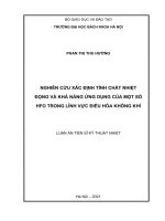 luận án tiến sĩ nghiên cứu xác định tính chất nhiệt động và khả năng ứng dụng của một số HFO trong lĩnh vực điều hòa không khí 