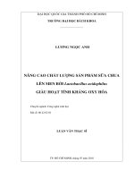 Nâng cao chất lượng sản phẩm sữa chua lên men bởi lactobacillus acidophilus giàu hoạt tính kháng oxy hóa  