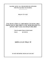 Ứng dụng công cụ thẻ điểm cân bằng (bsc) trong quản trị chiến lược kinh doanh của apave việt nam, giai đoạn 2016 2020  