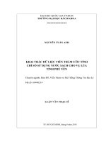 Khai thác dữ liệu viễn thám ước tính chỉ số sử dụng nước sạch cho vụ lúa tỉnh phú yên  