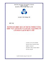 Đánh giá hiệu quả sử dụng nhiệt năng khu vực lò nung và lò sấy tại công ty cổ phần gạch men ý mỹ  