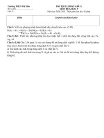 Đề thi học kì 1 môn Hóa học 9 năm 2020-2021 có đáp án - Trường THCS Mỹ Hóa