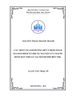 Các nhân tố ảnh hưởng đến ý định tham gia bảo hiểm xã hội tự nguyện của người buôn bán nhỏ lẻ tại thành phố bến tre  