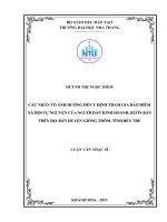 Các nhân tố ảnh hưởng đến ý định tham gia bảo hiểm xã hội tự nguyện của người dân kinh doanh, buôn bán trên địa bàn huyện giồng trôm, tỉnh bến tre  