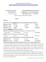 Đề Kiểm Tra Học Kì 1 Môn Tiếng Anh Lớp 10