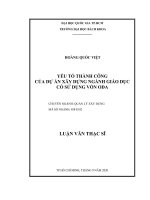 Yếu tố thành công của dự án xây dựng ngành giáo dục có sử dụng vốn oda  