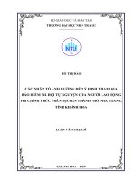 Các nhân tố ảnh hưởng đến ý định tham gia bảo hiểm xã hội tự nguyện của người lao động phi chính thức trên địa bàn thành phố nha trang   tỉnh khánh hòa  
