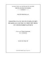 Ảnh hưởng của các yếu tố văn hóa tổ chức đến động lực làm việc của nhân viên trong các doanh nghiệp tại tp hcm  