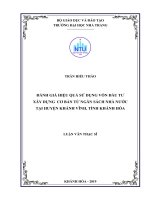 Đánh giá hiệu quả sử dụng vốn đầu tư xây dựng cơ bản từ ngân sách nhà nước tại huyện khánh vĩnh, tỉnh khánh hòa  
