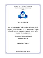 Ảnh hưởng của đổi mới tổ chức đến khả năng đổi mới sản phẩm dịch vụ và đổi mới quá trình của các doanh nghiệp đang hoạt động trên địa bàn tỉnh lâm đồng  