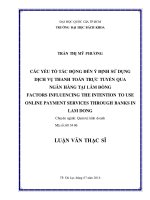 Các yếu tố tác động đến ý định sử dụng dịch vụ thanh toán trực tuyến qua ngân hàng tại lâm đồng  