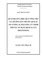Quan hệ giữa hiệu quả công việc của hướng dẫn viên du lịch, sự tin tưởng, sự hài lòng và ý định tiếp tục sử dụng dịch vụ của khách hàng  
