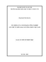 Tác động của cách mạng công nghiệp lần thứ tư đến giai cấp công nhân việt nam 