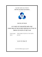 Các nhân tố ảnh hưởng đến việc chấp nhận sử dụng phần mềm quản lý dự án trong xây dựng ở việt nam  