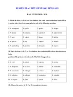Tải Đề kiểm tra 1 tiết lần 3 tiếng Anh lớp 12 năm 2019 - 2020 - Đề thi tiếng Anh 12 mới có đáp án