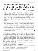 Các nhân tố ảnh hưởng đến việc thu hút vốn đầu tư phát triển du lịch tỉnh Thanh Hóa