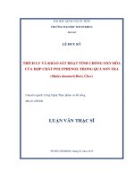 Trích ly và khảo sát hoạt tính chống oxy hóa của hợp chất polyphenol trong quả sơn tra (malus doumeri (bois) chev  