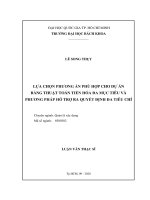 Lựa chọn phương án phù hợp cho dự án bằng thuật toán tiến hóa đa mục tiêu và phương pháp hỗ trợ ra quyết định đa tiêu chí  