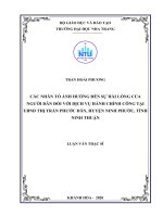 Các nhân tố ảnh hưởng đến sự hài lòng của người dân đối với dịch vụ hành chính công tại UBND thị trấn phước dân, huyện ninh phước, tỉnh ninh thuận  