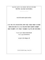 Các yếu tố ảnh hưởng đến việc nhận diện cơ hội kinh doanh của các doanh nhân khởi nghiệp một nghiên cứu thực nghiệm tại tp  hồ chí minh  