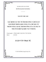 Xác định các yếu tố thành công và đề xuất giải pháp trong khả năng của chủ đầu tư nhằm nâng cao sự thành công của các dự án nhà ở xã hội tại khu vực tp  hcm  