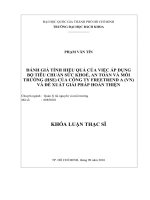 Đánh giá tính hiệu quả của việc áp dụng bộ tiêu chuẩn sức khỏe, an toàn và môi trường (hse) của công ty freetrend a (vn) và đề xuất giải pháp hoàn thiện  