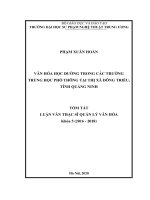 Văn hóa học đường trong các trường trung học phổ thông tại thị xã Đông Triều, tỉnh Quảng Ninh
