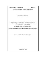 Luận án Tiến sĩ Y tế Công cộng: Thực trạng suy dinh dưỡng thấp còi và hiệu quả can thiệp ở trẻ 12 đến 36 tháng tuổi tại huyện Kim Động, tỉnh Hưng Yên năm 2017