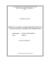 Đánh giá tác động của biến đổi khí hậu đến tài nguyên nước mặt trên địa bàn tỉnh bến tre  