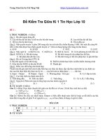 Đề Kiểm Tra Giữa Kì 1 Tin Học Lớp 10