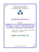 Nghiên cứu xây dựng hệ thống quản lý sức khỏe, an toàn và môi trường (hse) tại công ty trang bị y tế bảo thạch  