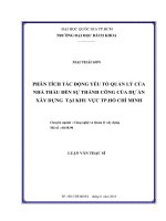 Phân tích tác động yếu tố quản lý của nhà thầu đến sự thành công của dự án xây dựng tại khu vực tp  hồ chí minh  