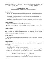 Đề thi học kì 1 môn Hóa học 9 năm 2020-2021 có đáp án - Phòng GD&ĐT thị xã Nghi Sơn